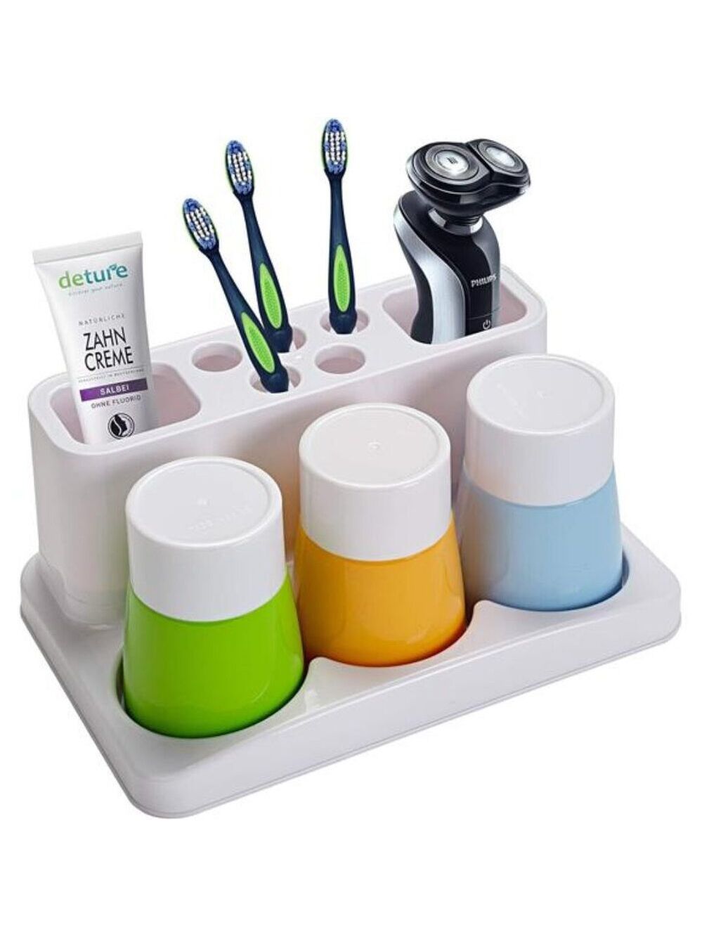 Kids Toothbrush Holder Bathroom Organizer Family Set Rinse Cups Storage